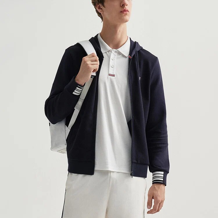 Veste à capuche en tricot avec logo brodé, bleue