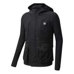 Veste cargo tissée à fermeture éclair Athletics, noire