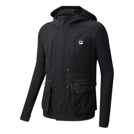 Veste cargo tissée à fermeture éclair Athletics, noire