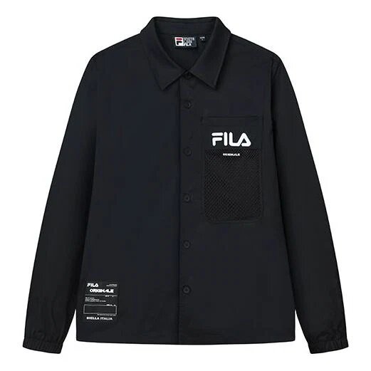 Veste de sport décontractée Fila pour homme avec logo Alphabet, noire