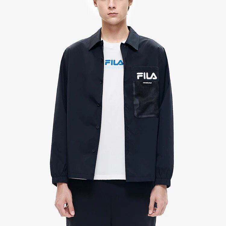 Veste de sport décontractée Fila pour homme avec logo Alphabet, noire
