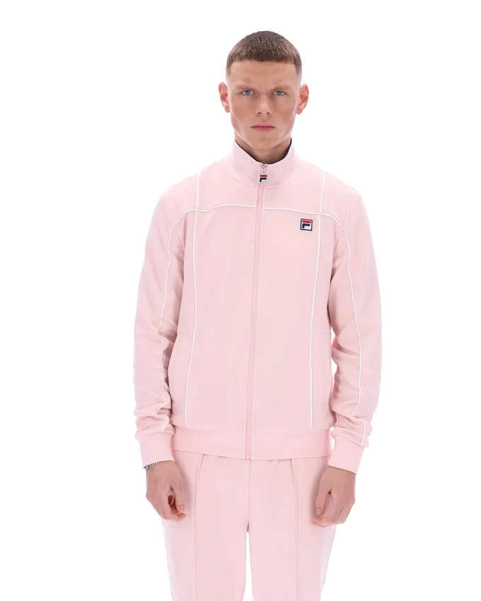 Veste de survêtement Armando rose pâle à passepoil contrasté