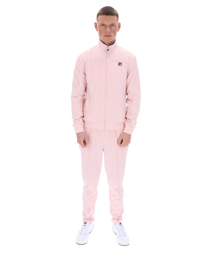 Veste de survêtement Armando rose pâle à passepoil contrasté
