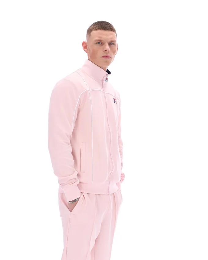 Veste de survêtement Armando rose pâle à passepoil contrasté