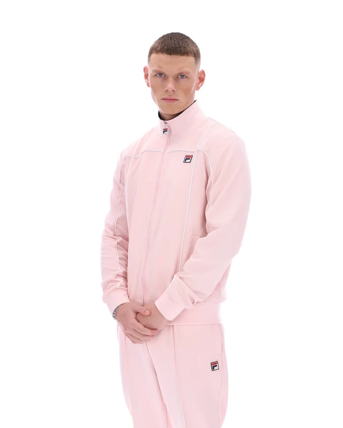 Veste de survêtement Armando rose pâle à passepoil contrasté