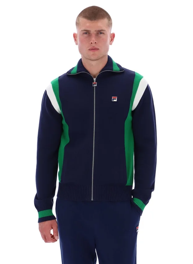 Veste de survêtement en maille à blocs de couleur Fila Navy Cortez