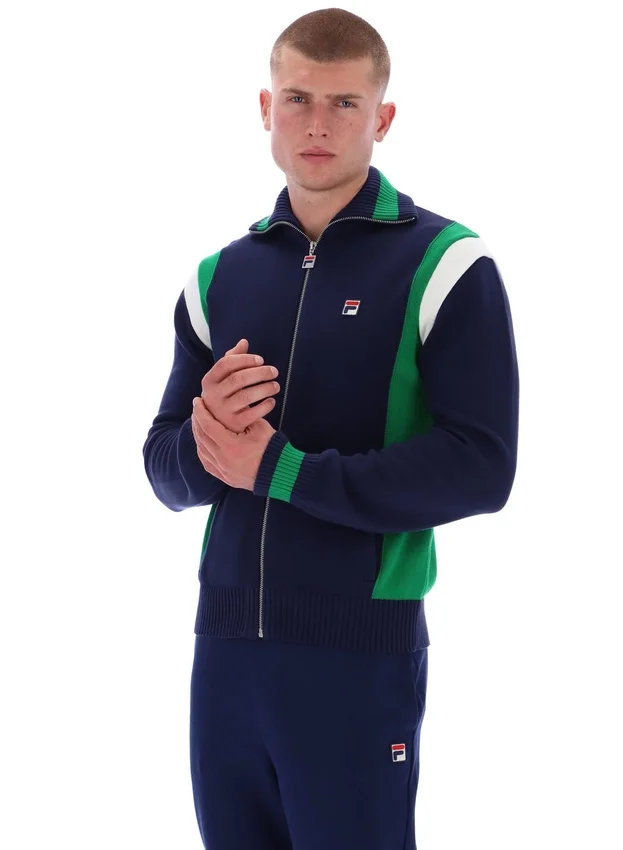 Veste de survêtement en maille à blocs de couleur Fila Navy Cortez