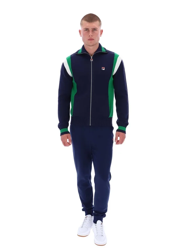 Veste de survêtement en maille à blocs de couleur Fila Navy Cortez