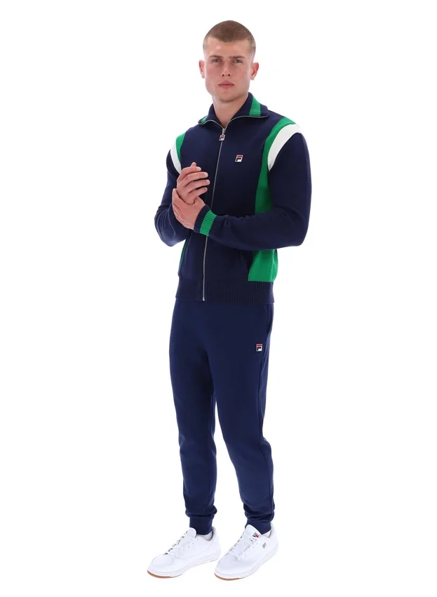Veste de survêtement en maille à blocs de couleur Fila Navy Cortez