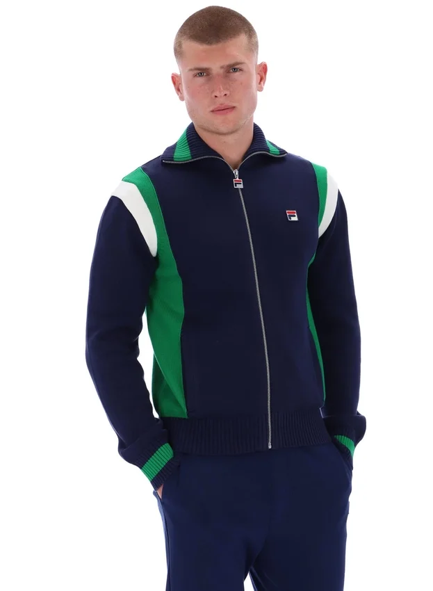 Veste de survêtement en maille à blocs de couleur Fila Navy Cortez