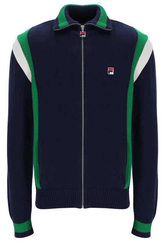 Veste de survêtement en maille à blocs de couleur Fila Navy Cortez