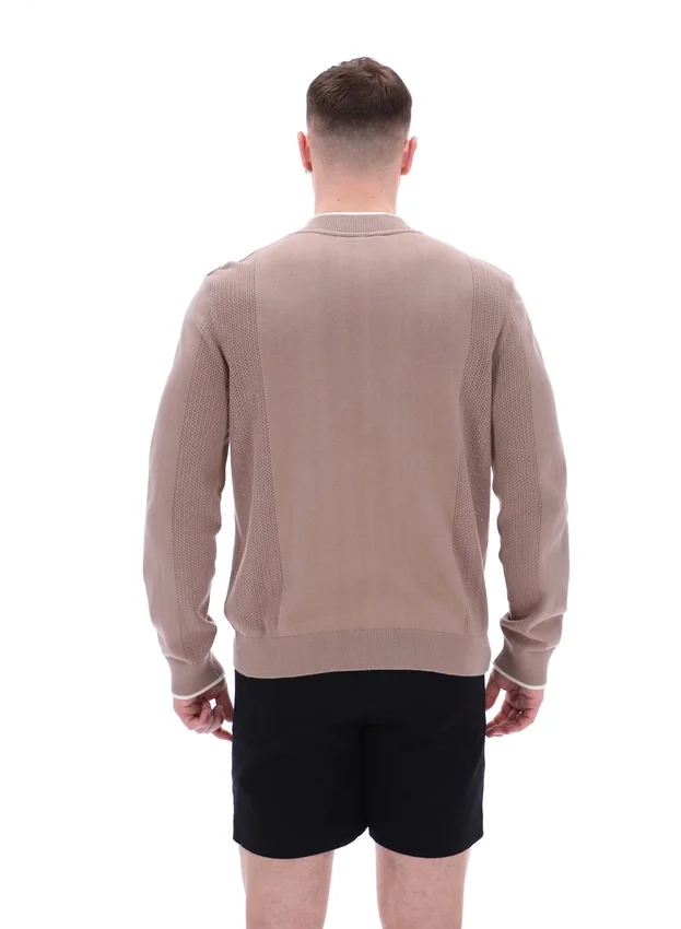 Veste de survêtement Ferguson à mailles ouvertes et empiècements en pointelle, couleur Mocha Meringue