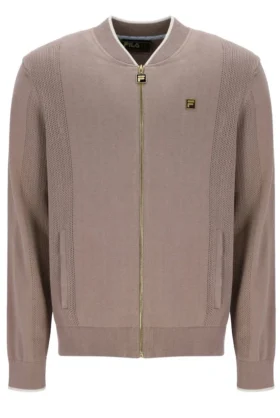 Veste de survêtement Ferguson à mailles ouvertes et empiècements en pointelle, couleur Mocha Meringue