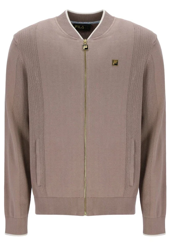 Veste de survêtement Ferguson à mailles ouvertes et empiècements en pointelle, couleur Mocha Meringue