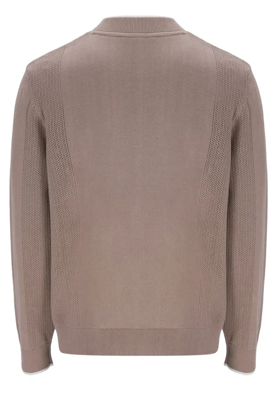 Veste de survêtement Ferguson à mailles ouvertes et empiècements en pointelle, couleur Mocha Meringue