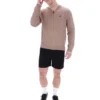 Veste de survêtement Ferguson à mailles ouvertes et empiècements en pointelle, couleur Mocha Meringue
