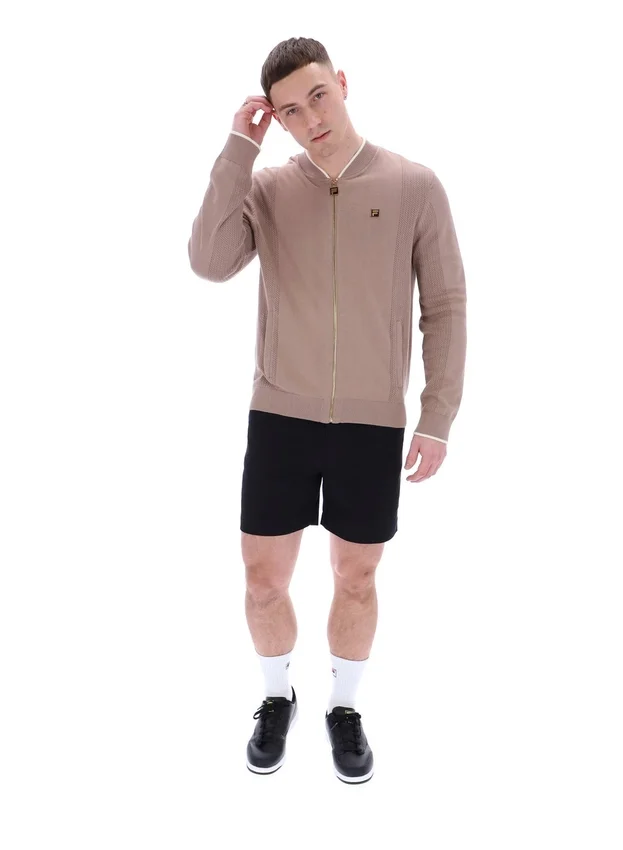 Veste de survêtement Ferguson à mailles ouvertes et empiècements en pointelle, couleur Mocha Meringue