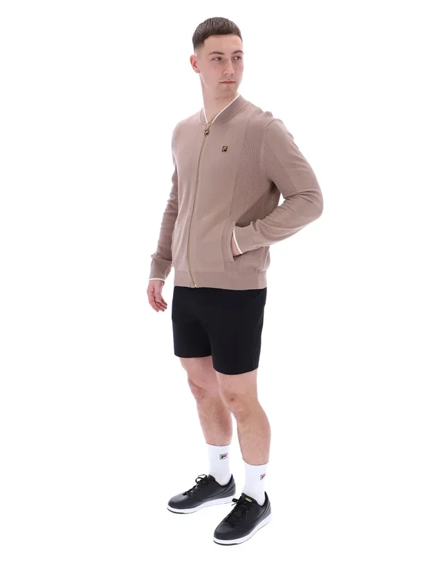 Veste de survêtement Ferguson à mailles ouvertes et empiècements en pointelle, couleur Mocha Meringue