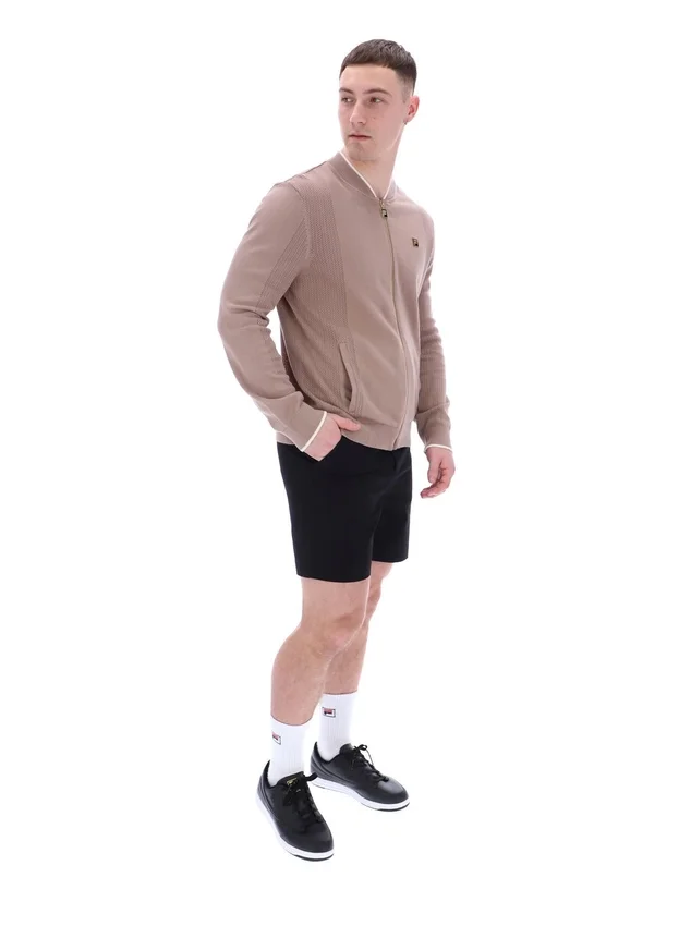 Veste de survêtement Ferguson à mailles ouvertes et empiècements en pointelle, couleur Mocha Meringue