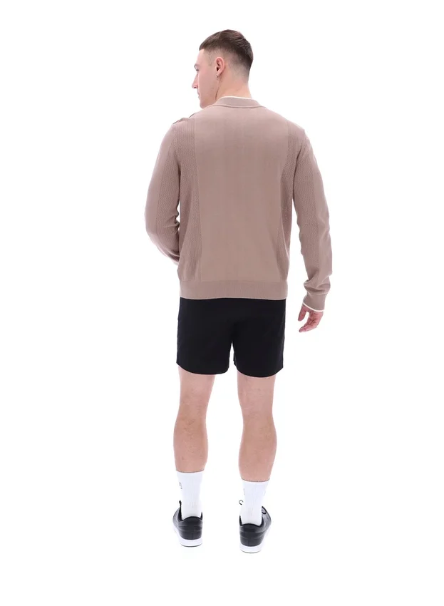 Veste de survêtement Ferguson à mailles ouvertes et empiècements en pointelle, couleur Mocha Meringue