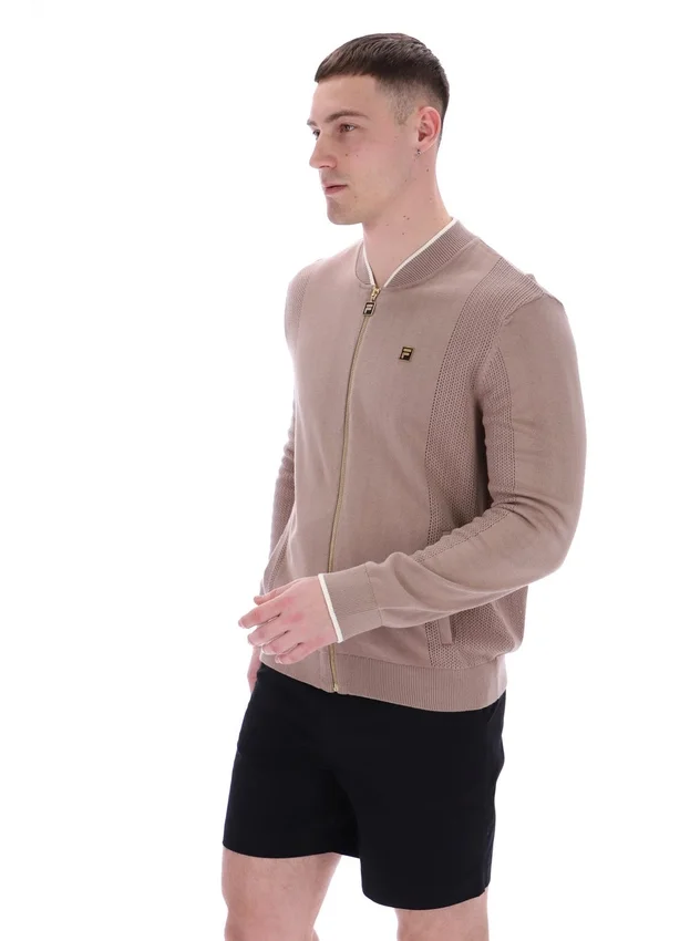 Veste de survêtement Ferguson à mailles ouvertes et empiècements en pointelle, couleur Mocha Meringue