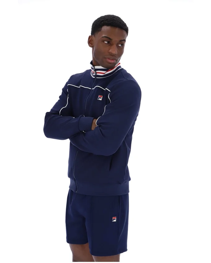 Veste de survêtement Fila Federico bleu marine à col bordé