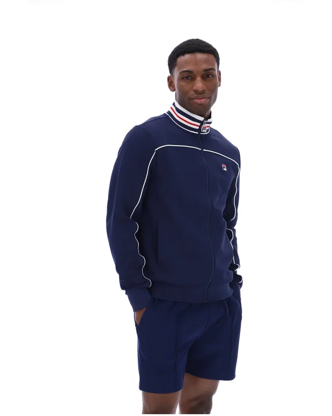 Veste de survêtement Fila Federico bleu marine à col bordé