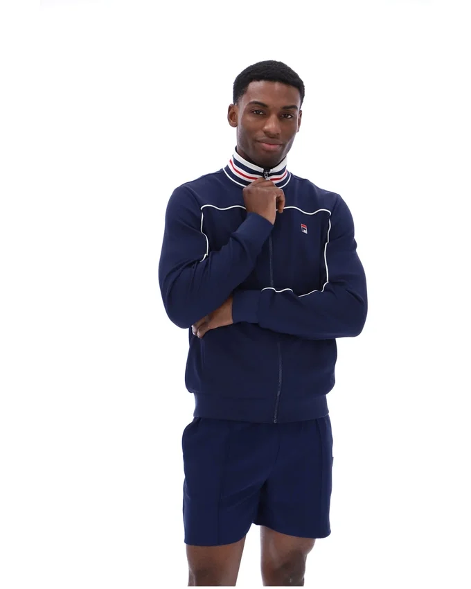 Veste de survêtement Fila Federico bleu marine à col bordé