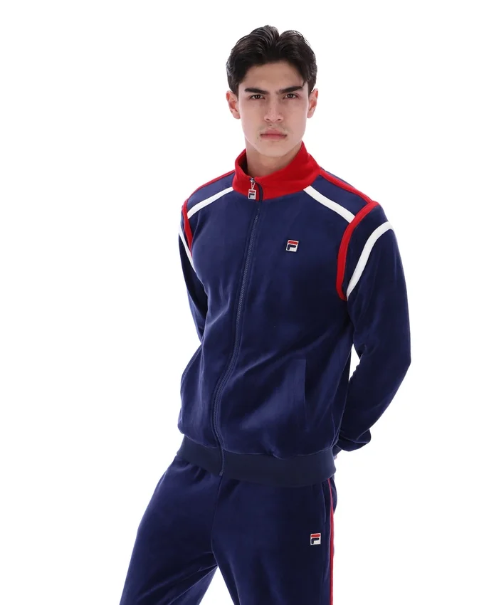 Veste de survêtement Fila Gabriele bleu marine à empiècements contrastés