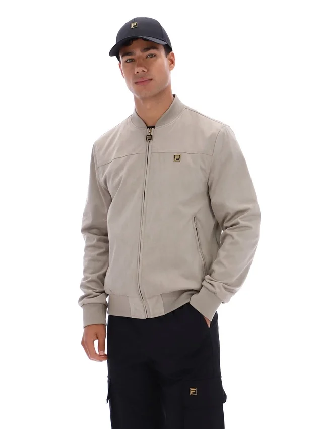 Veste Dean vintage kaki en simili-daim à fermeture éclair intégrale