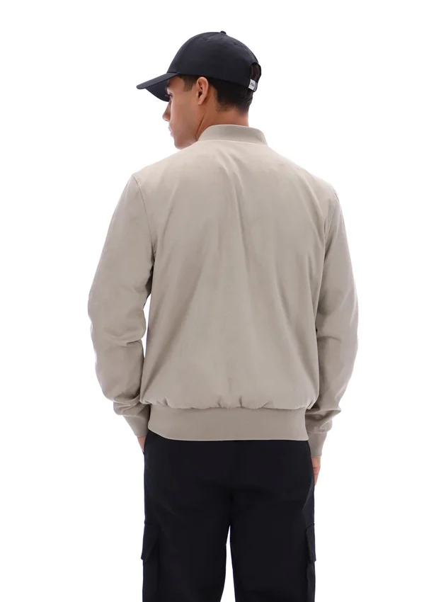 Veste Dean vintage kaki en simili-daim à fermeture éclair intégrale