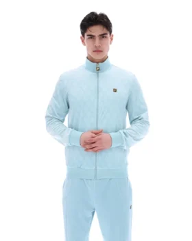 Veste « Hanay » à motif losanges en relief, bleu sterling