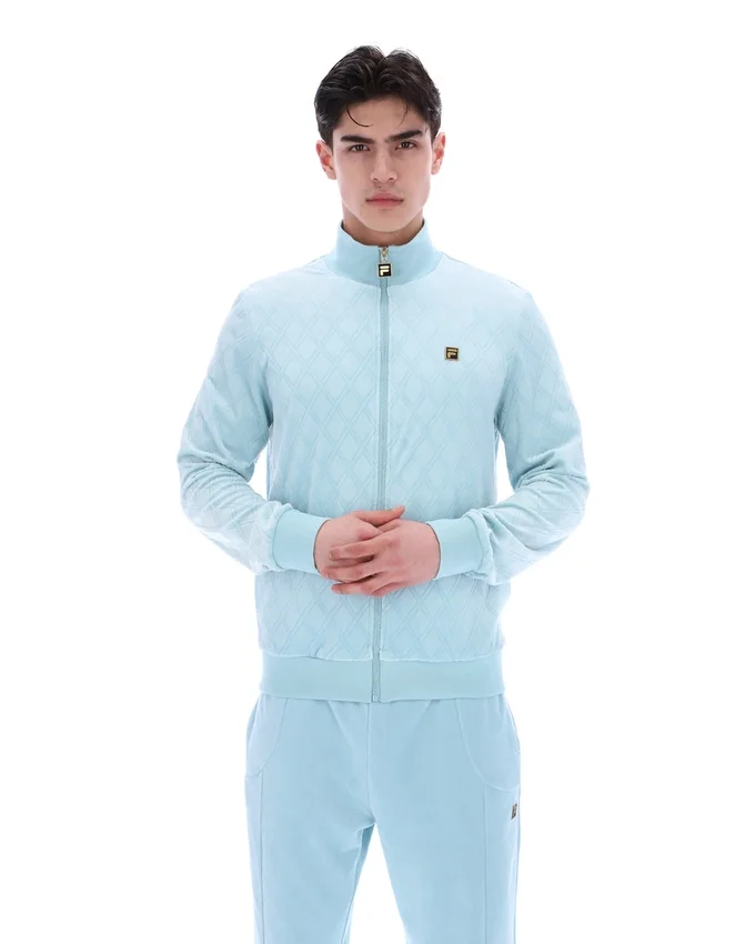 Veste « Hanay » à motif losanges en relief, bleu sterling
