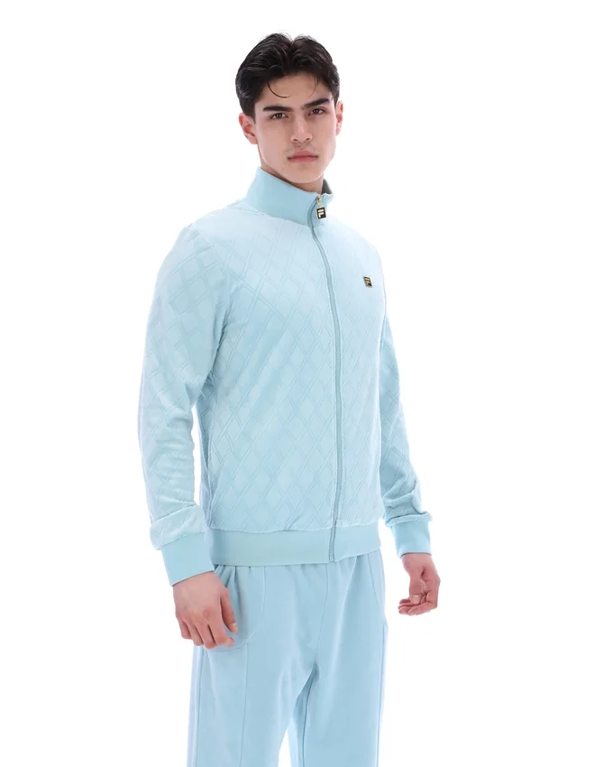 Veste « Hanay » à motif losanges en relief, bleu sterling