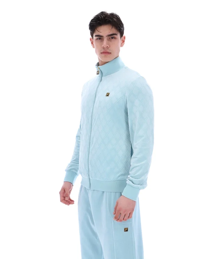 Veste « Hanay » à motif losanges en relief, bleu sterling