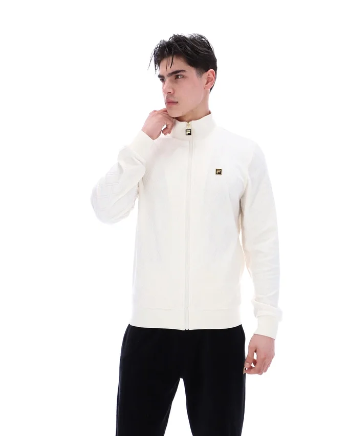 Veste Hanay à motif losanges en relief, couleur lait de coco