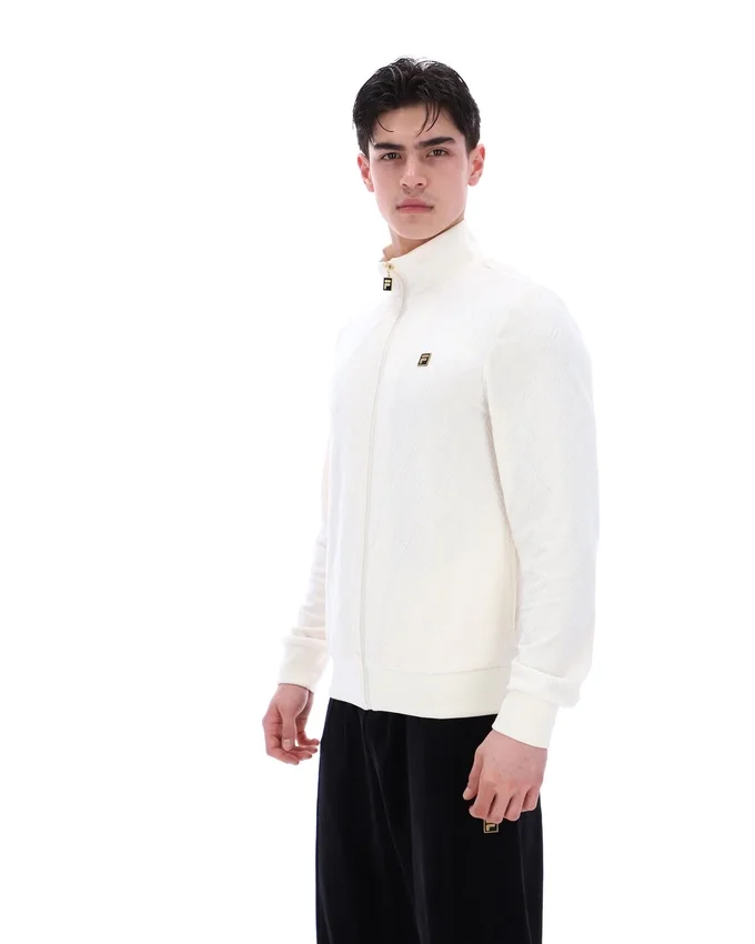 Veste Hanay à motif losanges en relief, couleur lait de coco