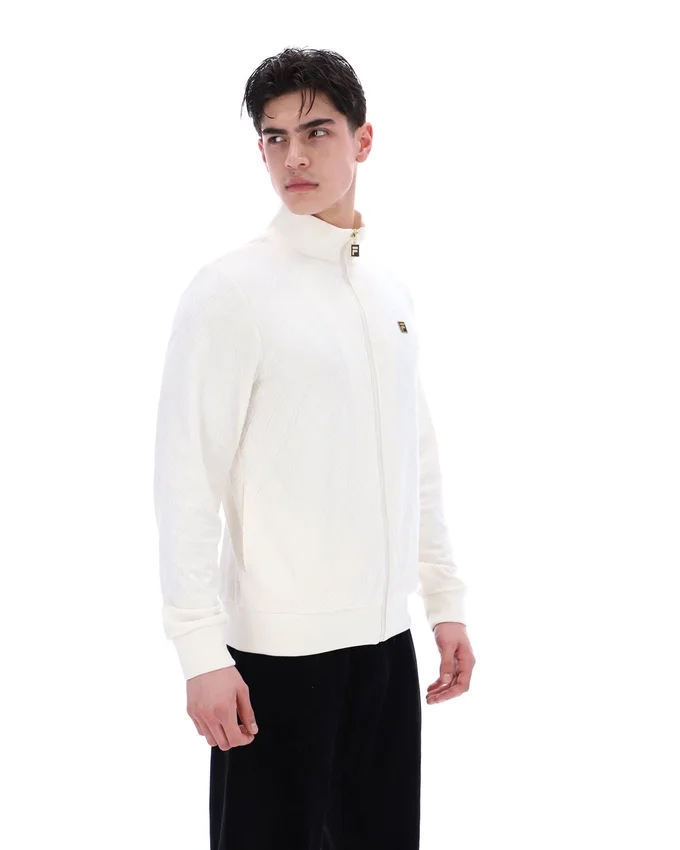 Veste Hanay à motif losanges en relief, couleur lait de coco