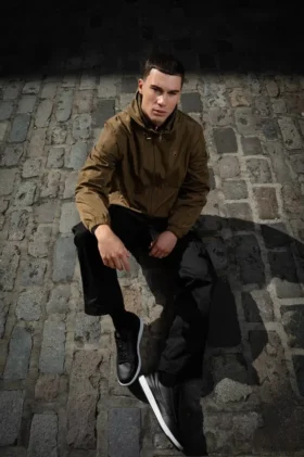 Veste Ian à fermeture éclair intégrale, vert olive foncé