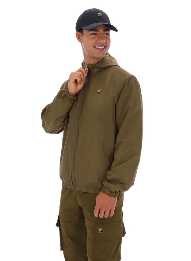 Veste Ian à fermeture éclair intégrale, vert olive foncé