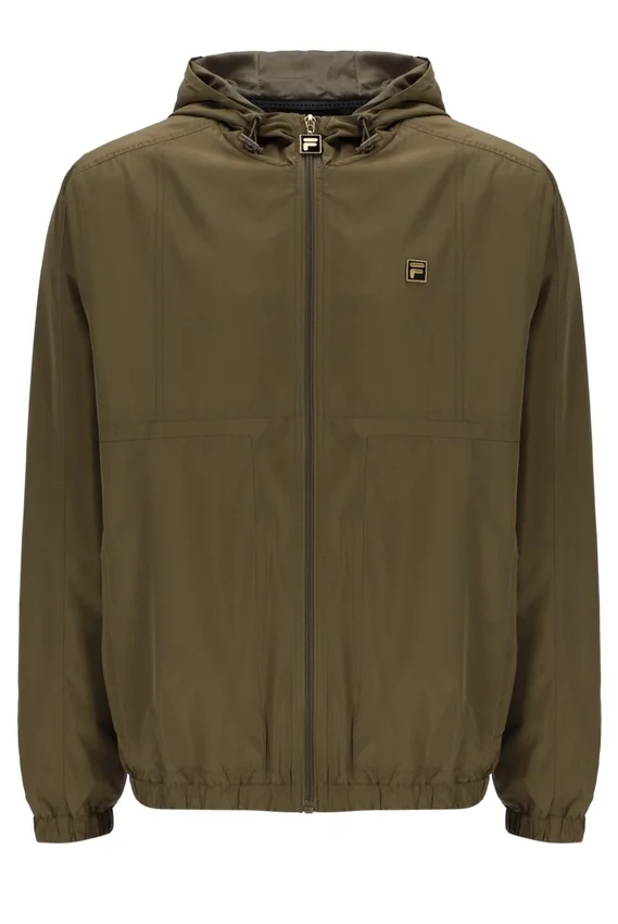 Veste Ian à fermeture éclair intégrale, vert olive foncé