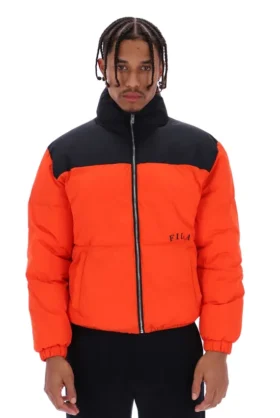 Veste matelassée à empiècements Evan unisexe, couleur Tangerine Tango