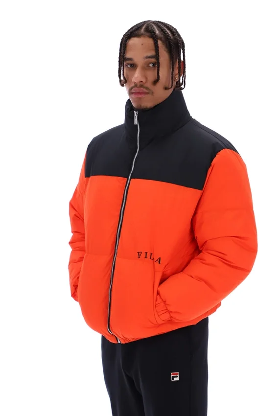 Veste matelassée à empiècements Evan unisexe, couleur Tangerine Tango