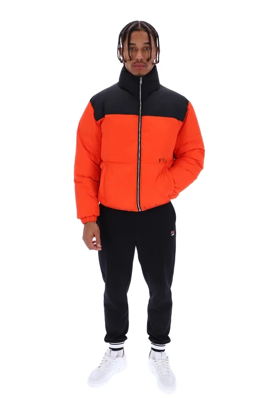 Veste matelassée à empiècements Evan unisexe, couleur Tangerine Tango