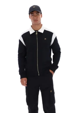 Veste Morton noire à fermeture éclair intégrale avec empiècements contrastés