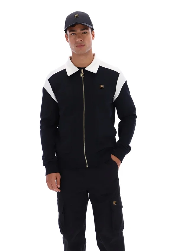 Veste Morton noire à fermeture éclair intégrale avec empiècements contrastés