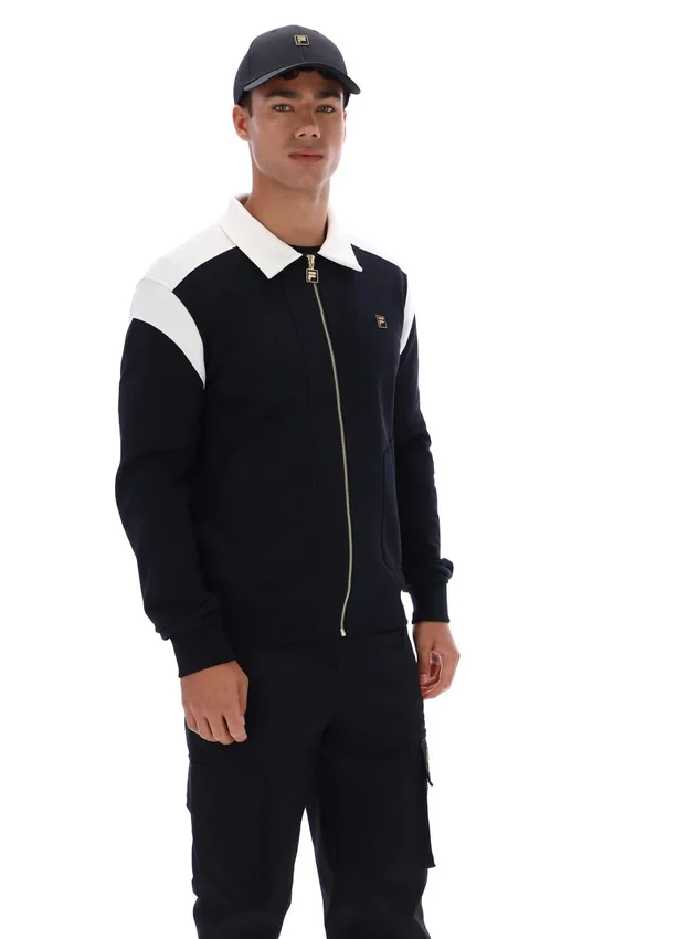 Veste Morton noire à fermeture éclair intégrale avec empiècements contrastés