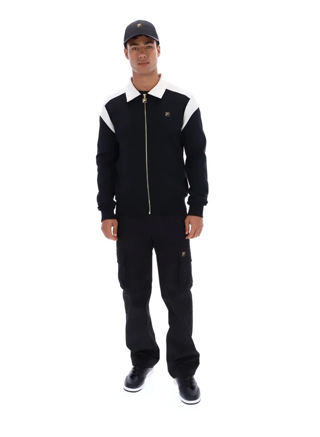 Veste Morton noire à fermeture éclair intégrale avec empiècements contrastés