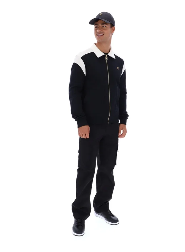 Veste Morton noire à fermeture éclair intégrale avec empiècements contrastés