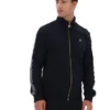Veste Roman noire à fermeture éclair intégrale avec bande décorative